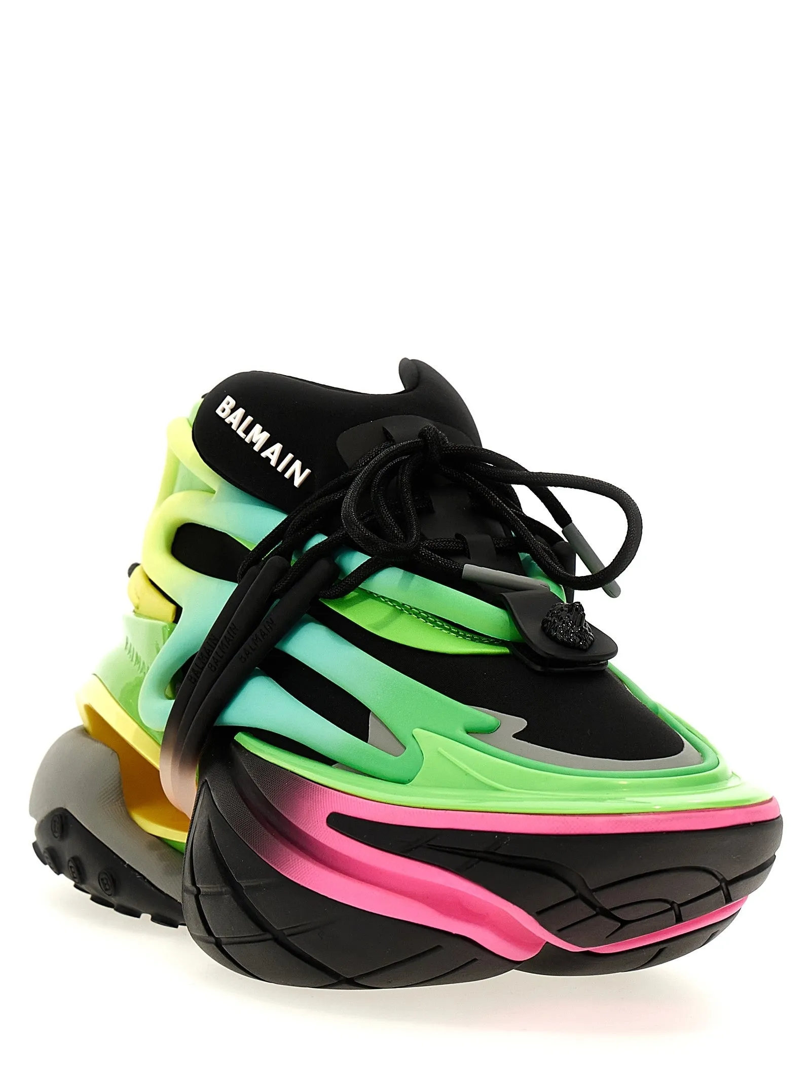 Balmain Unicorn Trainers In Neoprene And Leather Black/Multico