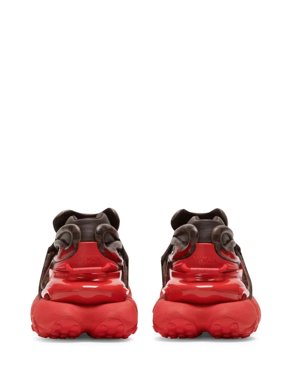 Balmain Unicorn Trainers In Neoprene And Monogram Leather Brown/Red