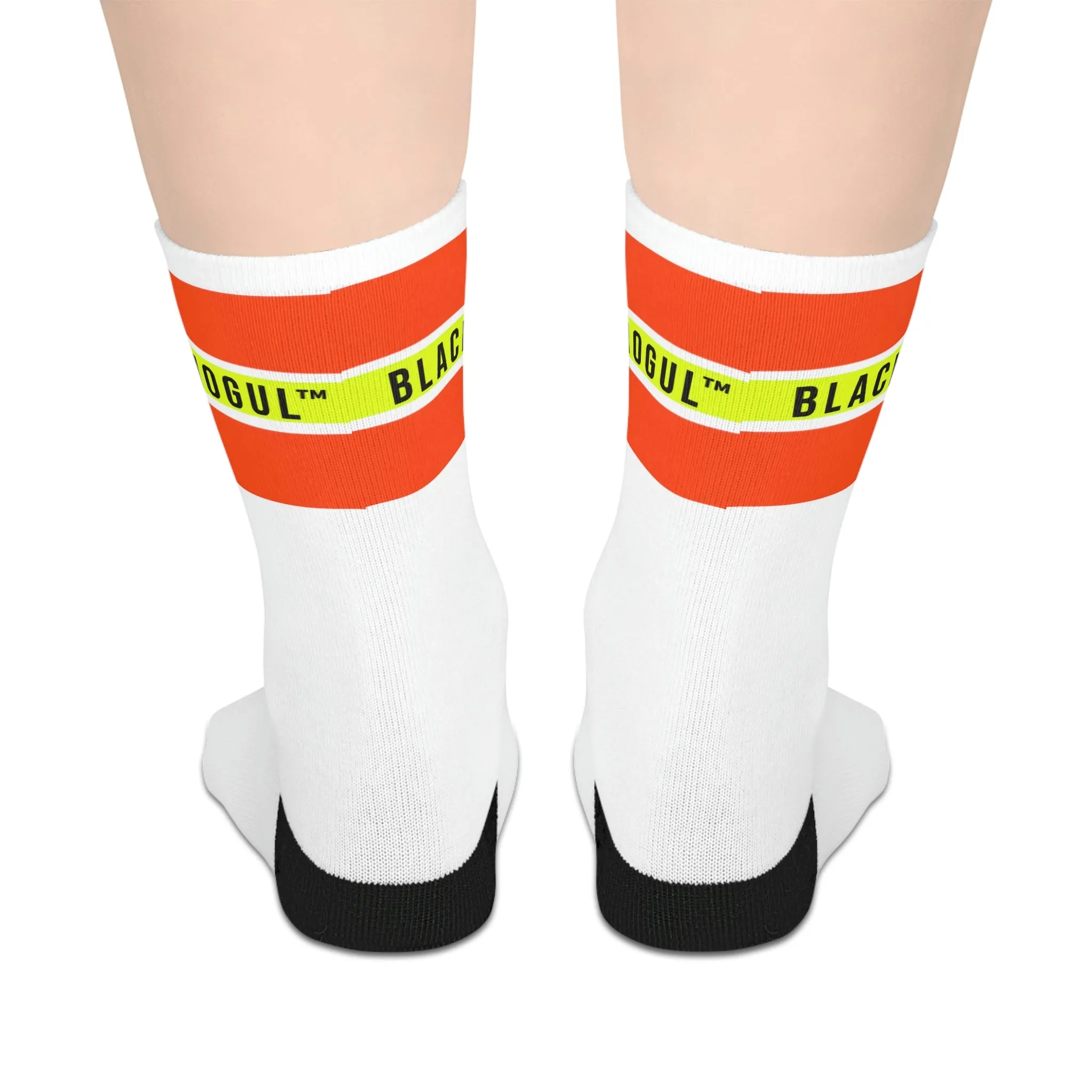Black Mogul Under Construction Stripe Mid-length Socks