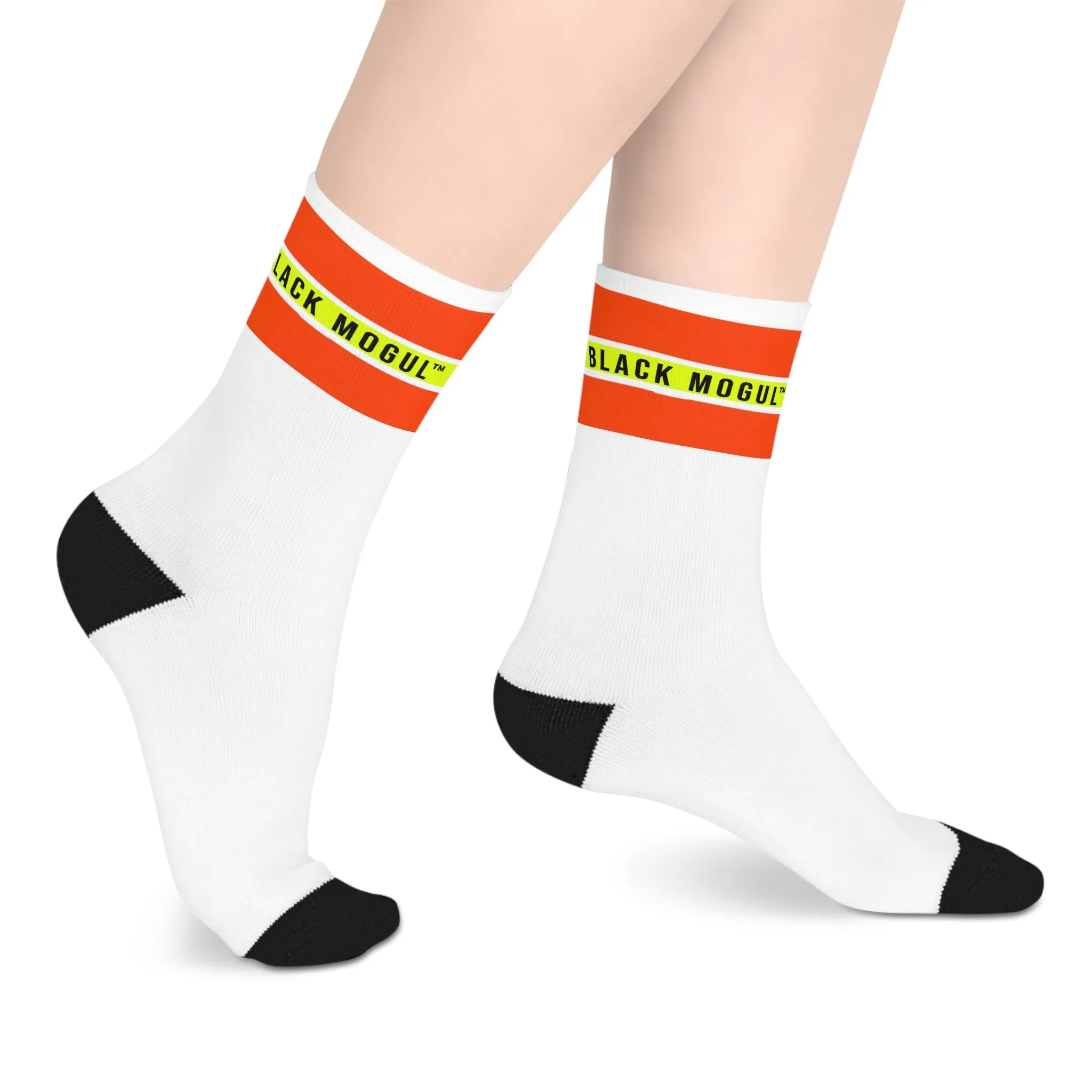 Black Mogul Under Construction Stripe Mid-length Socks