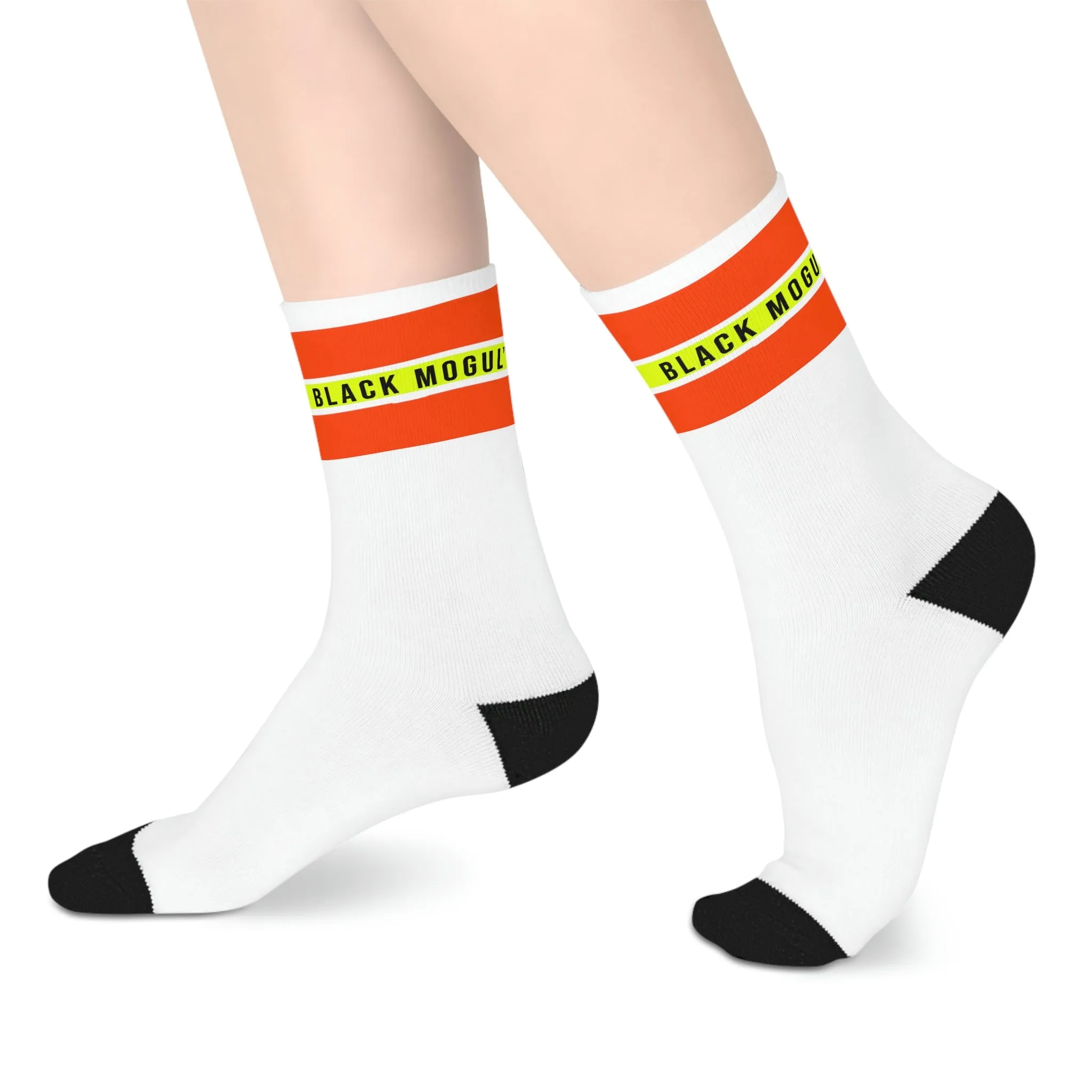 Black Mogul Under Construction Stripe Mid-length Socks