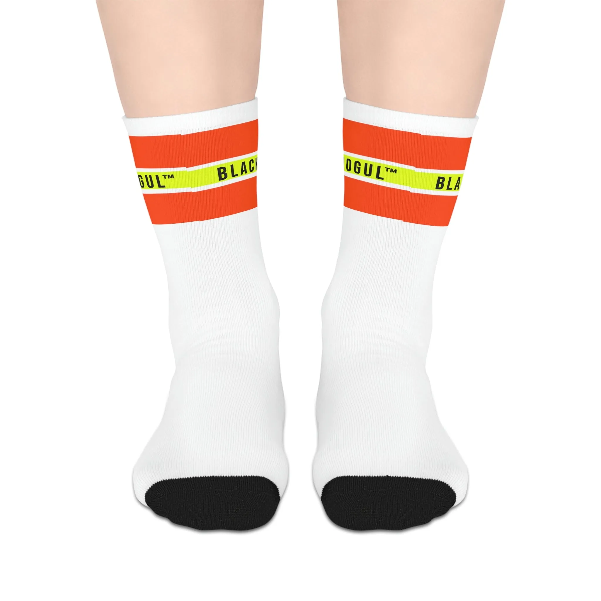 Black Mogul Under Construction Stripe Mid-length Socks