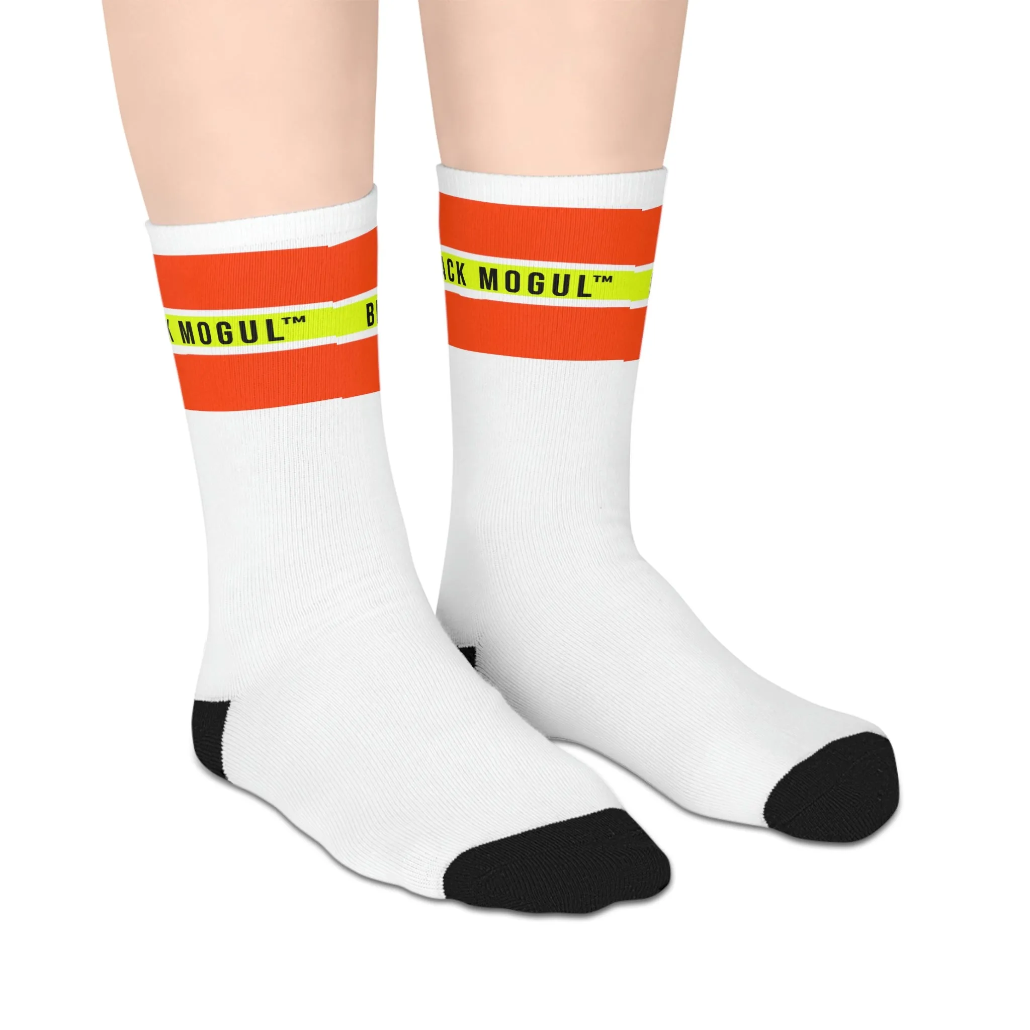 Black Mogul Under Construction Stripe Mid-length Socks