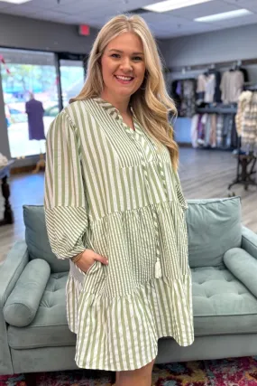 CAYLA Cuff Sleeve Stripe Dress