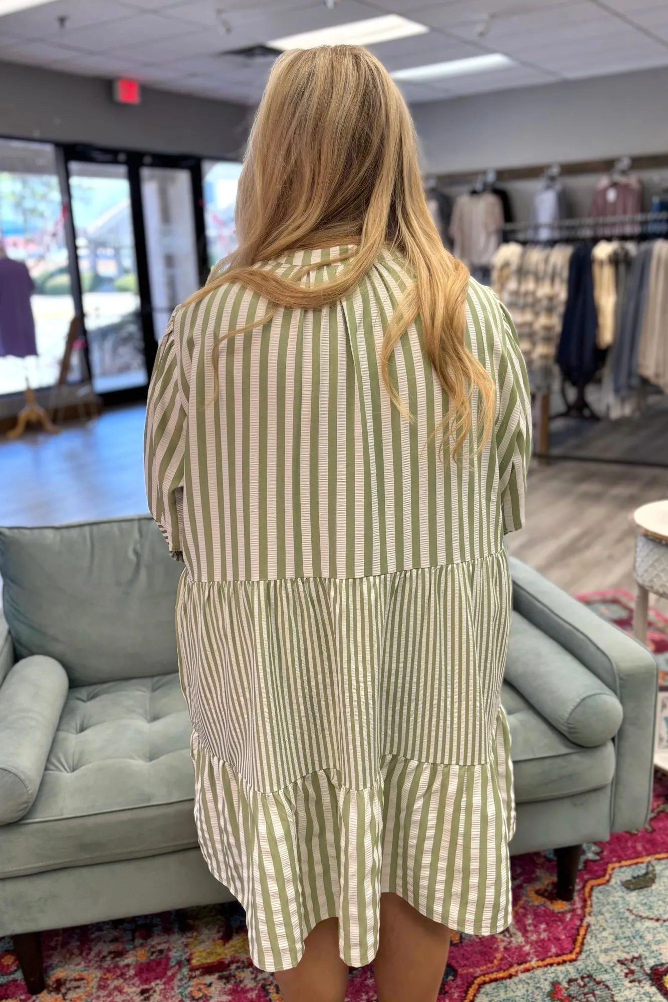CAYLA Cuff Sleeve Stripe Dress