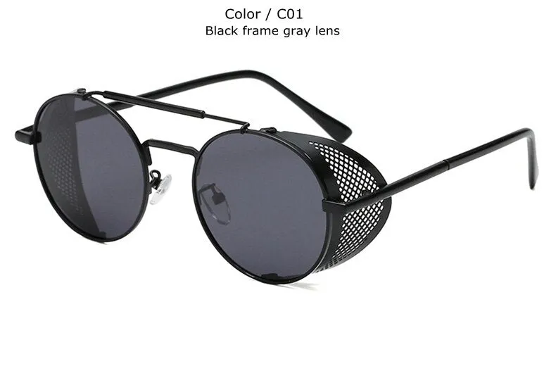 Classic Gothic Steampunk Sunglasses Polarized Men Women Brand Designer Vintage Oval Metal Frame Sun Glasses UV400
