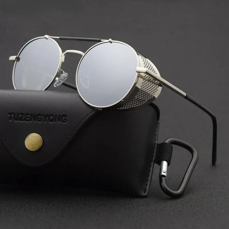 Classic Gothic Steampunk Sunglasses Polarized Men Women Brand Designer Vintage Oval Metal Frame Sun Glasses UV400