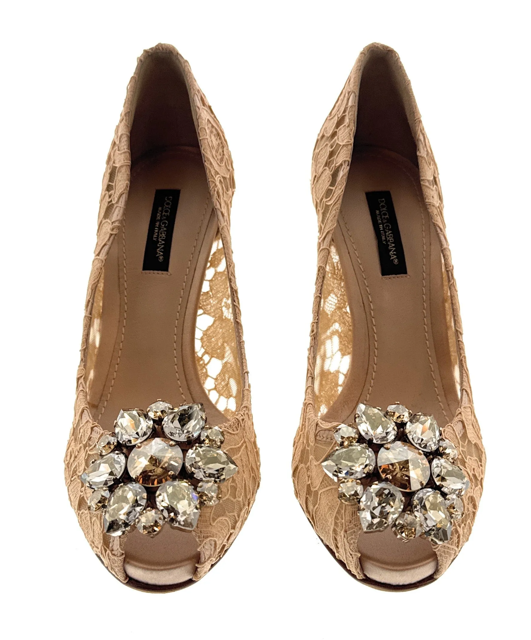 Dolce & Gabbana Apricot Lace Embellished Classic Pumps-EU36