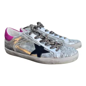 Golden Goose Super Star Low Top Leather Sneakers Silver Shoes Size 41