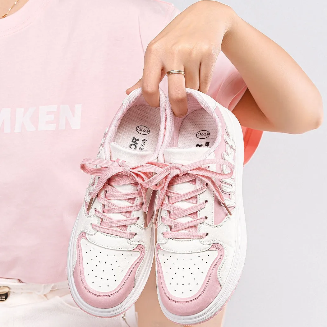 Kawaii Pink Lucky Embroidered Sneakers