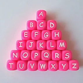 Silicone Alphabet Beads - Bright Pink