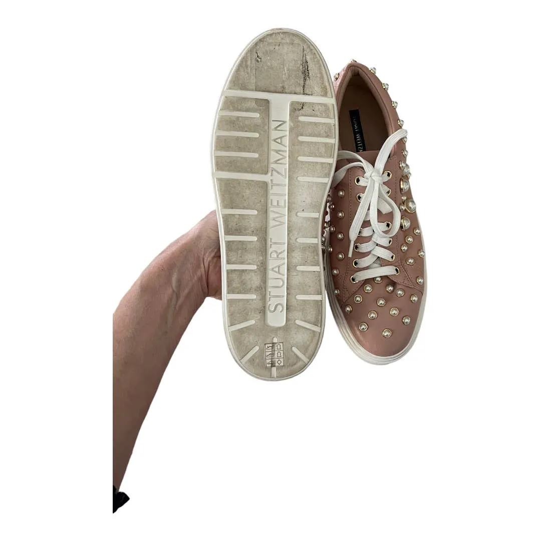 Stuart Weitzman Pearline Lace Up Sneakers Shoes Leather Size 9.5