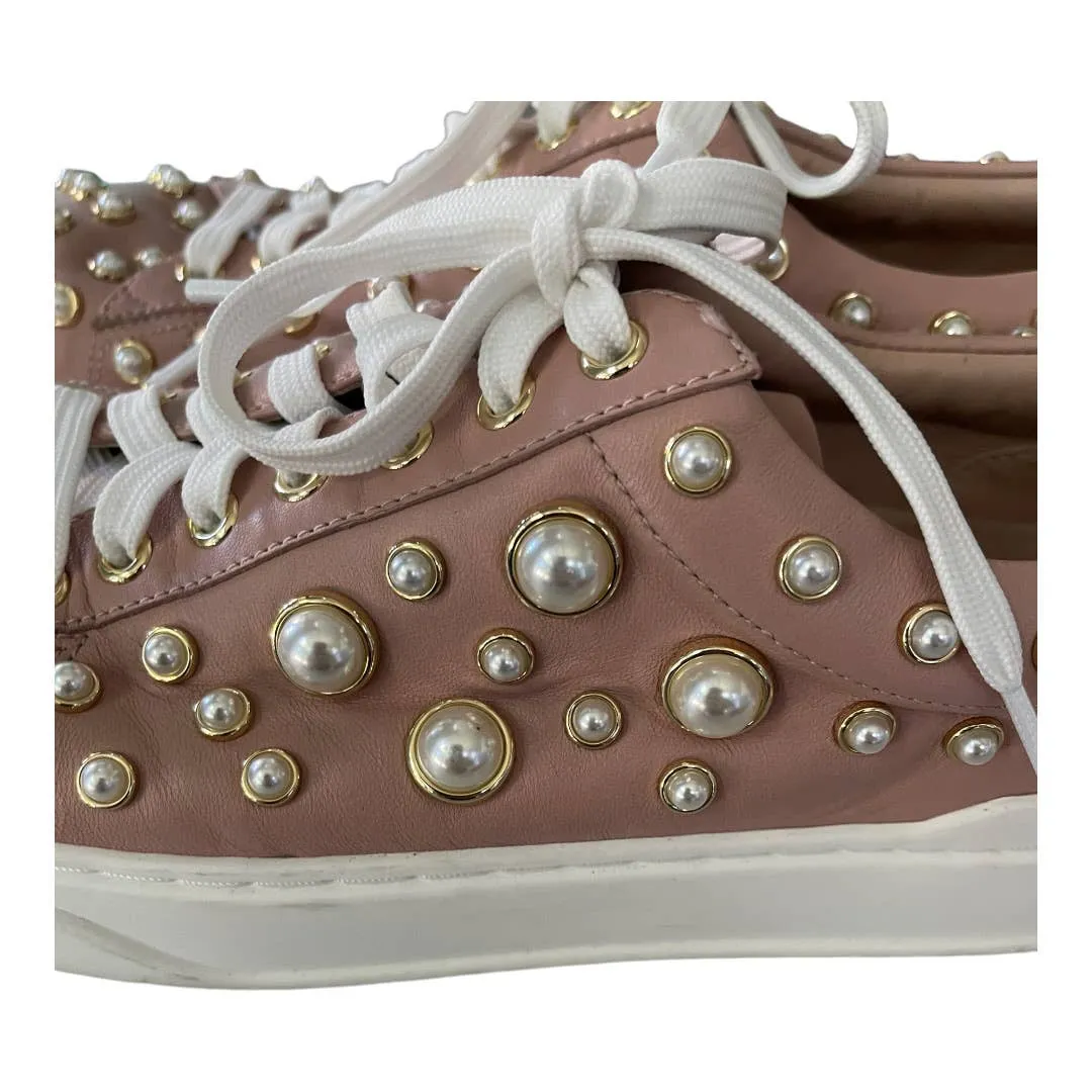 Stuart Weitzman Pearline Lace Up Sneakers Shoes Leather Size 9.5