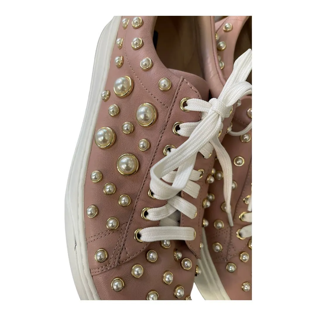 Stuart Weitzman Pearline Lace Up Sneakers Shoes Leather Size 9.5