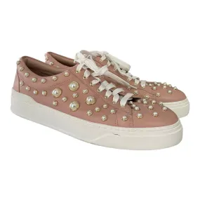 Stuart Weitzman Pearline Lace Up Sneakers Shoes Leather Size 9.5