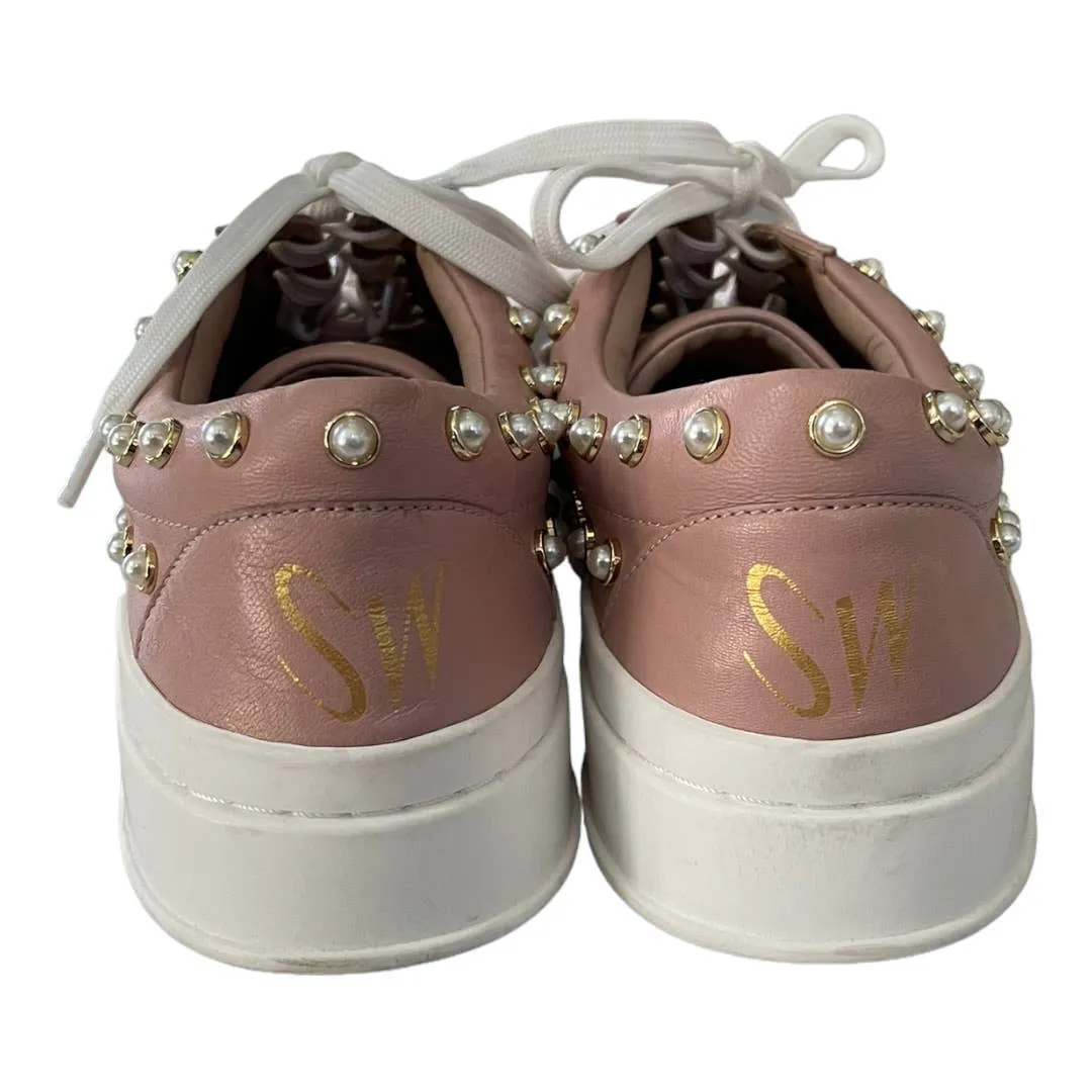Stuart Weitzman Pearline Lace Up Sneakers Shoes Leather Size 9.5