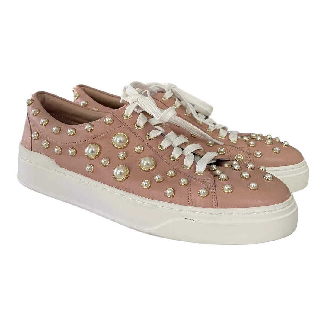 Stuart Weitzman Pearline Lace Up Sneakers Shoes Leather Size 9.5