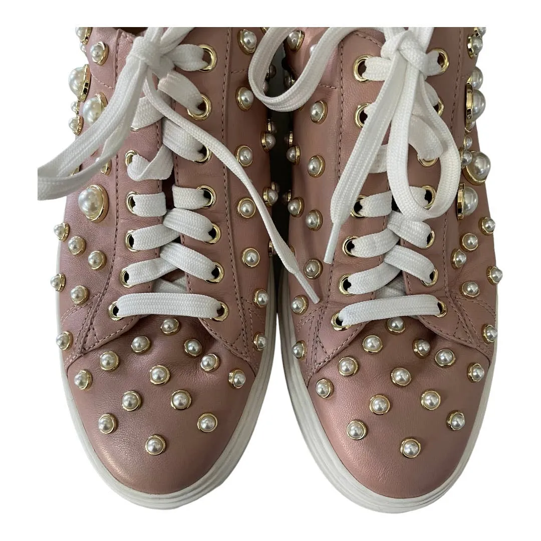 Stuart Weitzman Pearline Lace Up Sneakers Shoes Leather Size 9.5
